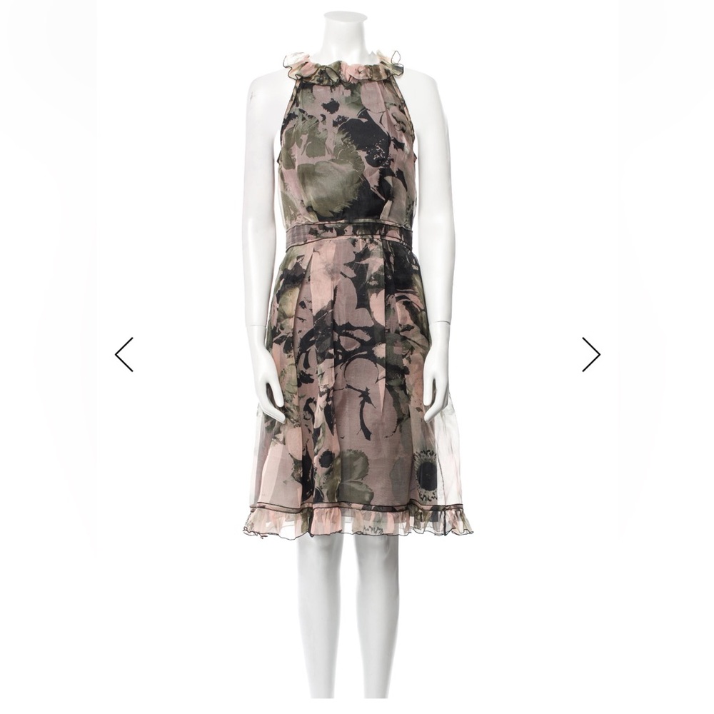 Vintage D&G Printed Silk Organza Halter Dress